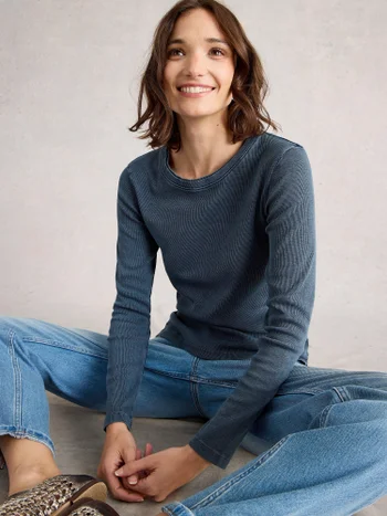 Geripptes Langarmshirt Sadie