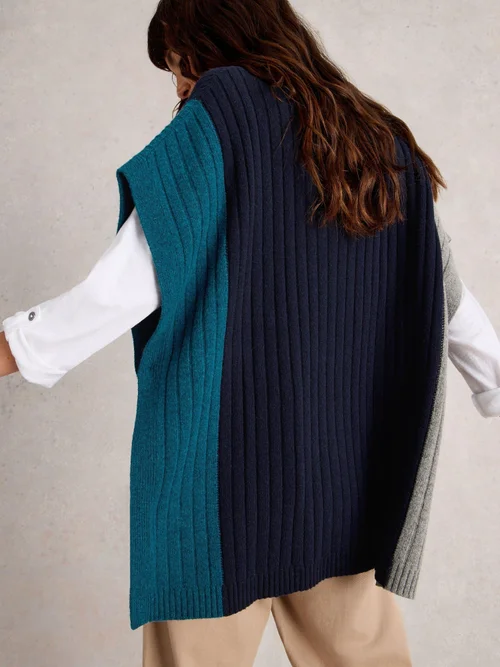 Strickponcho Ava - Navy Multi - XL Bild 4