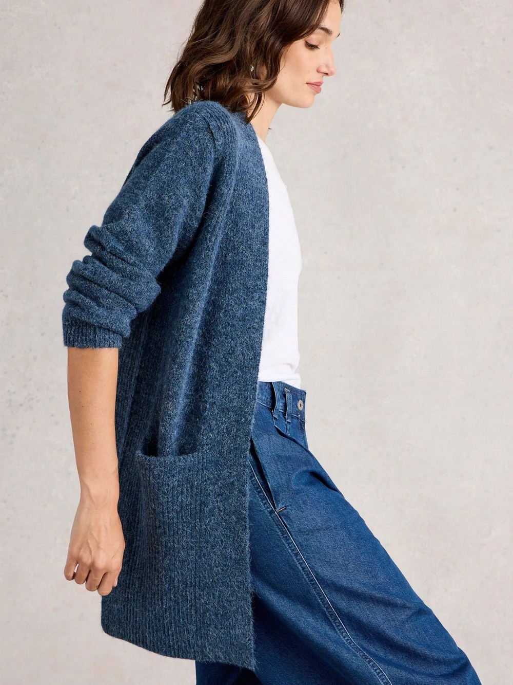 Lange Strickjacke Erin - Dk Blue - XL Bild 1