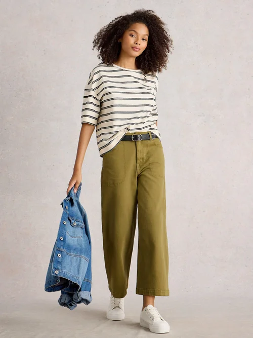 7/8-Jeans Tia mit weitem Bein - Khaki Grn - 52/R Bild 1