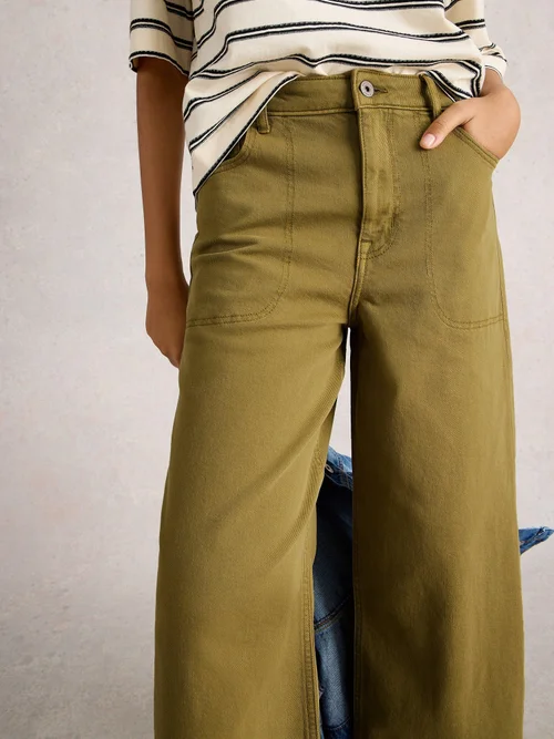7/8-Jeans Tia mit weitem Bein - Khaki Grn - 52/R Bild 3