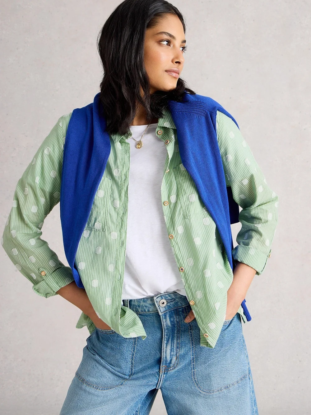 Bluse Sophie aus Bio-Baumwolle - Green Mlt - 52 Bild 1