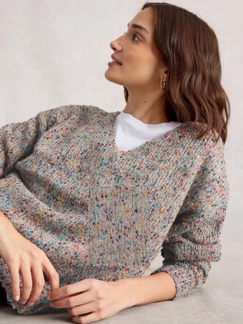 Pullover mit V-Ausschnitt - Lgt Nat - 52 Bild 3