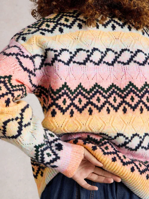 Pullover mit Lochstrickmuster - Pink Mlt - 52 Bild 4