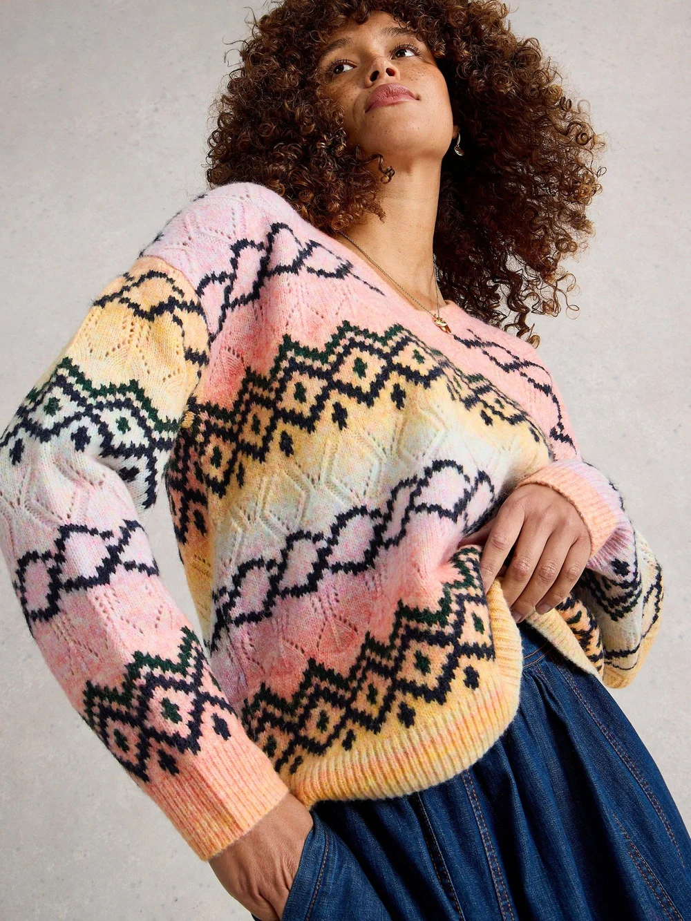 Pullover mit Lochstrickmuster - Pink Mlt - 52 Bild 1