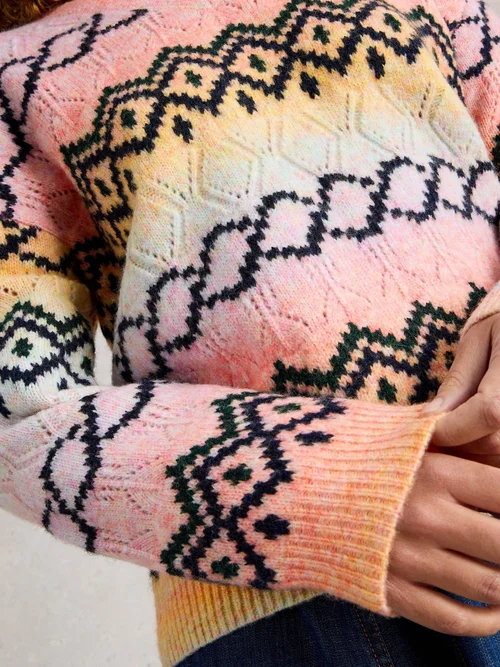 Pullover mit Lochstrickmuster - Pink Mlt - 52 Bild 3