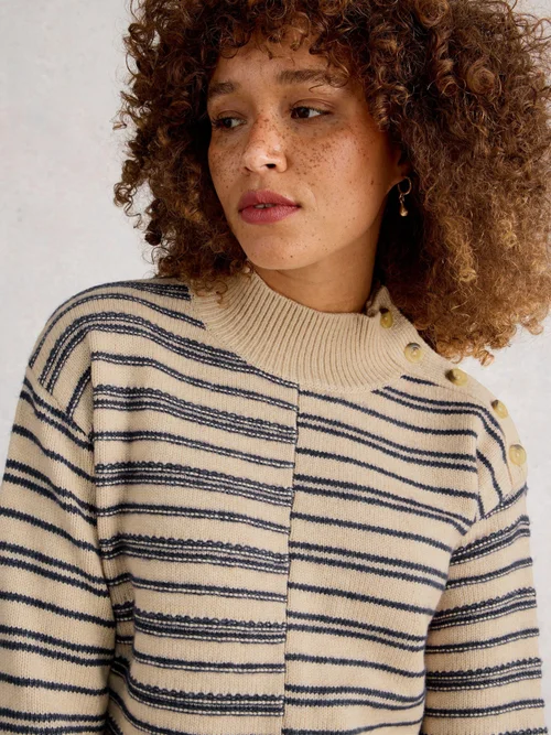 Gestreifter Pullover mit Stehkragen - Nat Mlt - 52 Bild 3