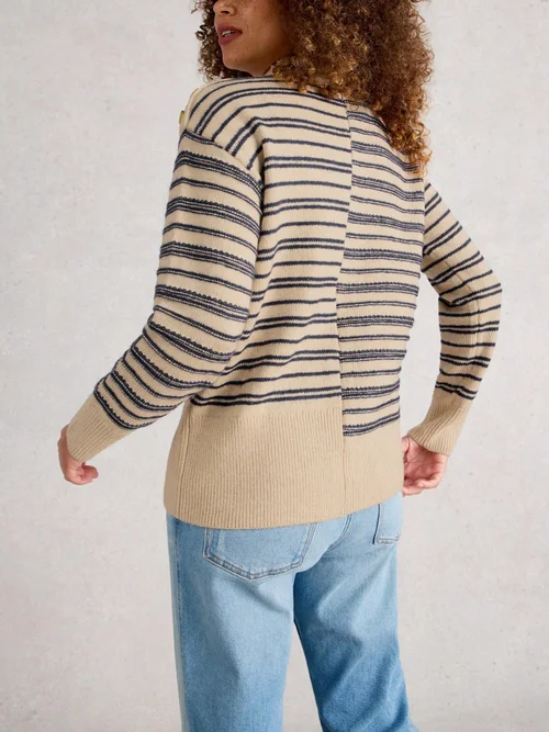 Gestreifter Pullover mit Stehkragen - Nat Mlt - 52 Bild 4