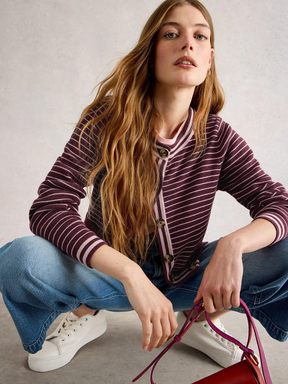 Gestreifte Strickjacke Charlotte - Plum Mlt - 52 Bild 1