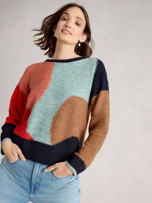Abstrakter Pullover Freya - Navy Multi - 48 Bild 3