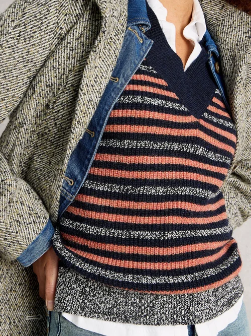 Gestreifter Pullunder Meg - Navy Multi - XL Bild 3
