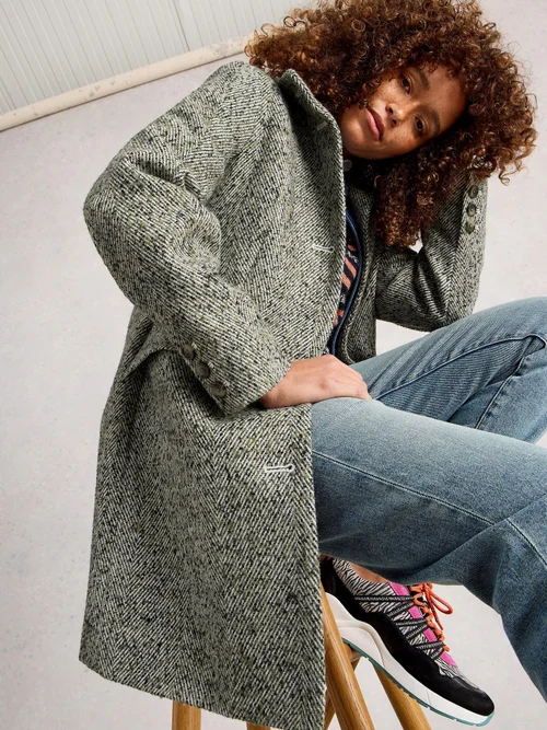 Tweedmantel Karla aus Wollmischung - Grey Mlt - 52/R Bild 1