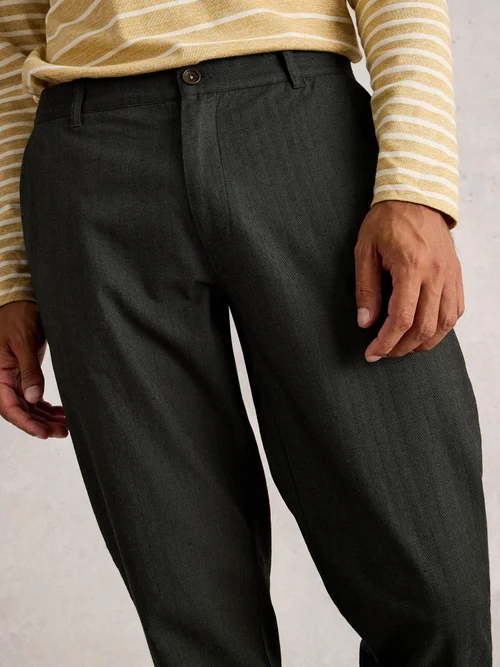 Hose mit Fischgrätmuster - Khaki Grn - 40/R Bild 3