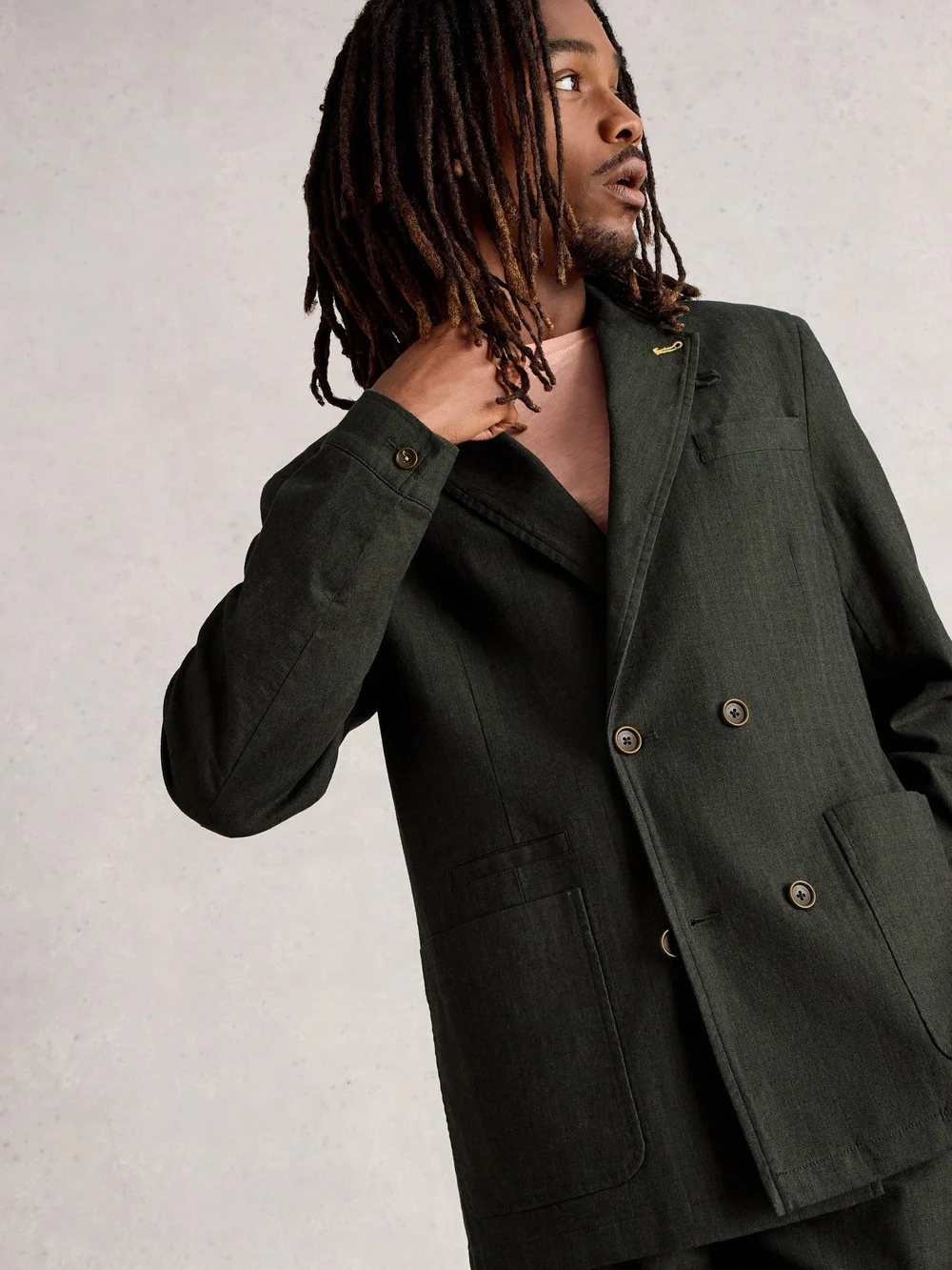 Sakko Fischgrätmuster - Khaki Grn - 46 Bild 1