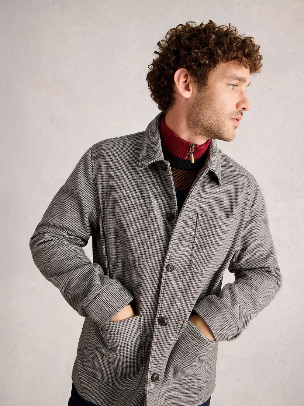 Worker-Jacke mit Hahnentrittmuster - Grey Mlt - XL Bild 1