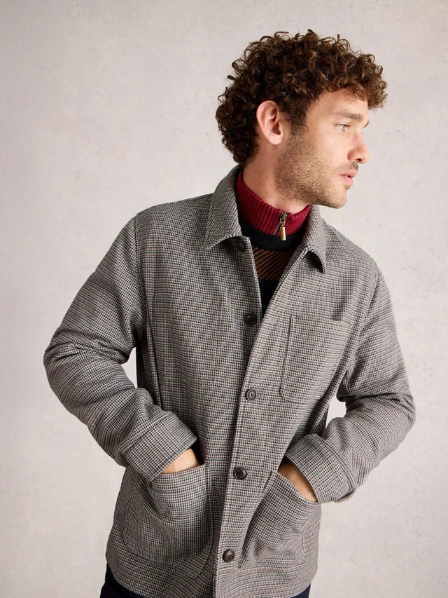 Worker-Jacke mit Hahnentrittmuster