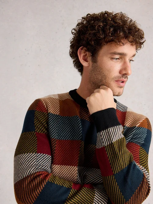 Pullover mit Schachbrettmuster - Red Mlt - XXXL Bild 3
