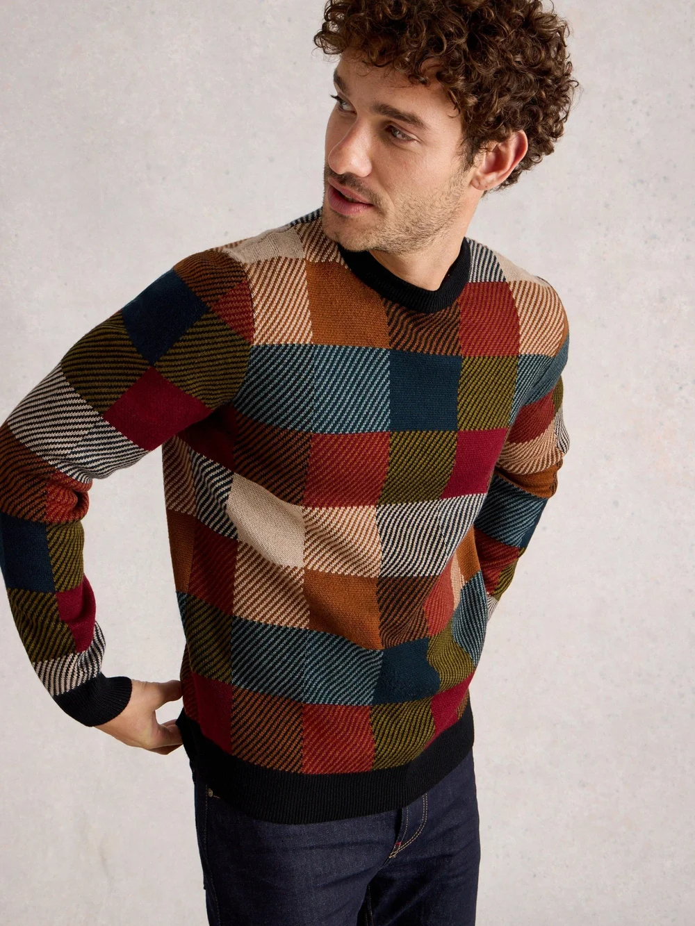 Pullover mit Schachbrettmuster - Red Mlt - XXXL Bild 1