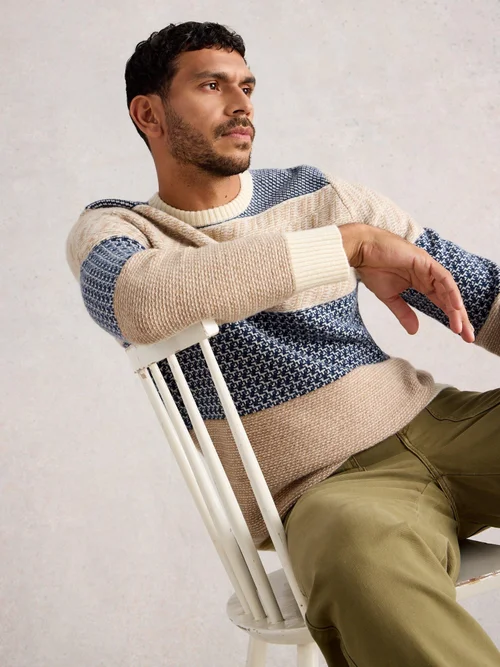 Pullover mit Rundhalsausschnitt - Navy Multi - XXXL Bild 1
