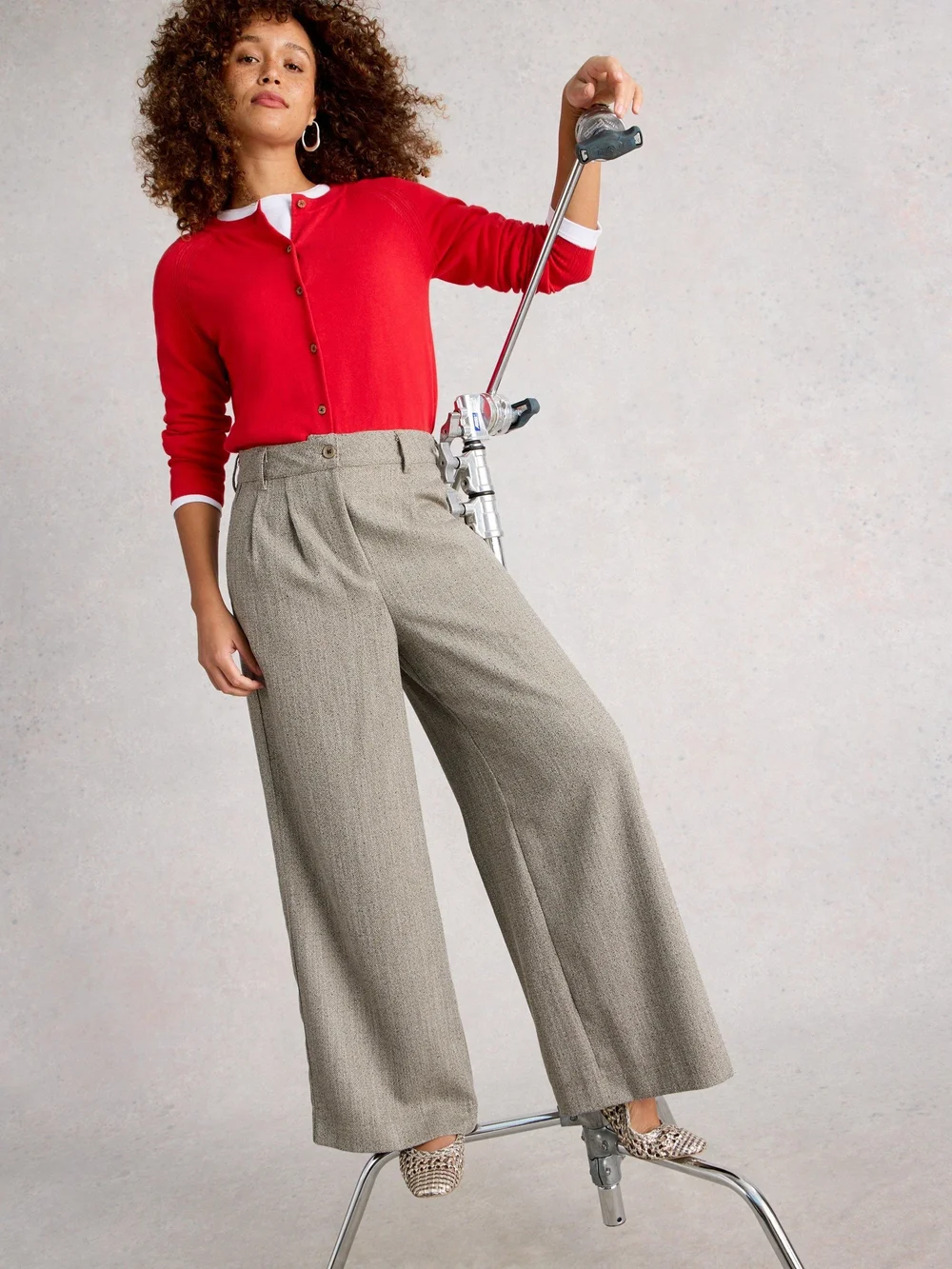 Tweedhose Sasha mit weitem Bein - Grey Mlt - 50/R Bild 1