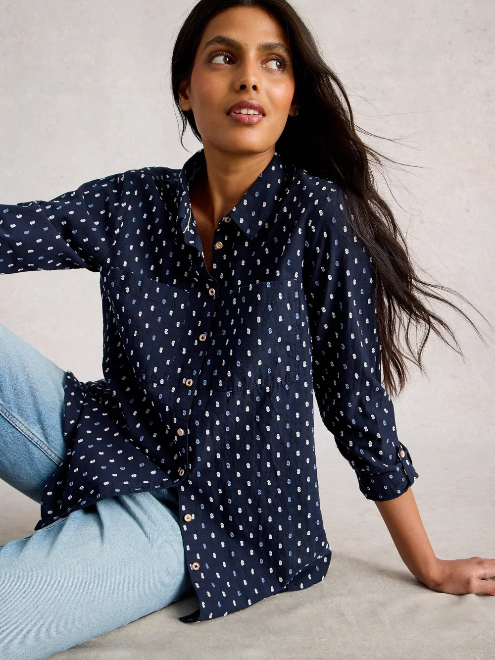 Lange Bluse Sophie - Navy Multi - 40/R Bild 1