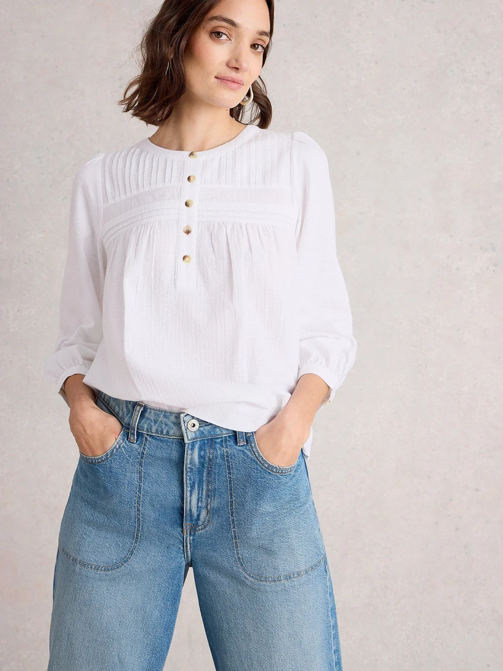 Bluse Isla mit 3/4-Ärmeln - Bril White - 52 Bild 1