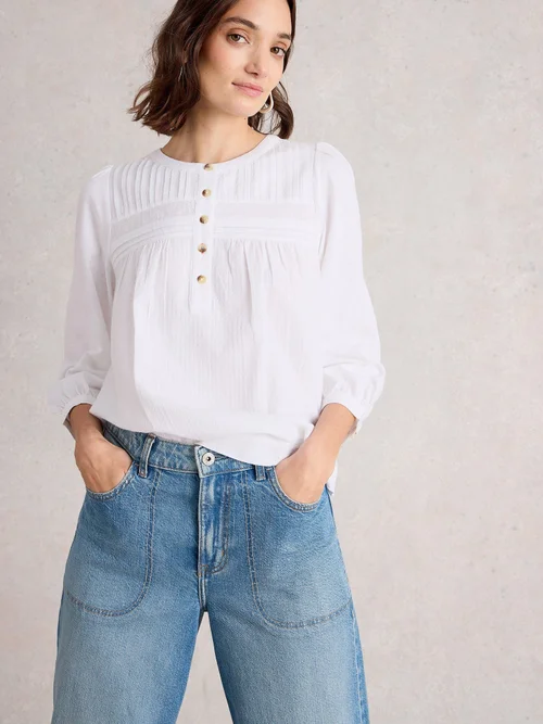 Bluse Isla mit 3/4-Ärmeln - Bril White - 52 Bild 1