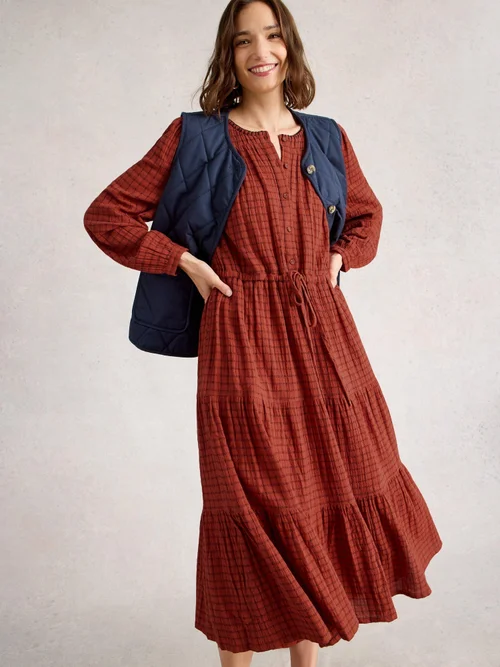 Kariertes Midikleid Tasha - Mid Red - 44/R Bild 3