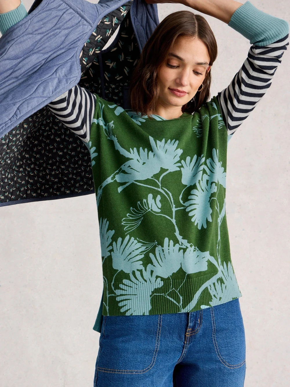 Bedruckter Pullover Olive - Green Pr - 52 Bild 1