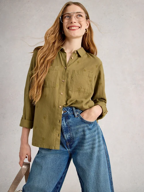 Bluse Sophie aus Bio-Baumwolle - Khaki Grn - 42 Bild 3