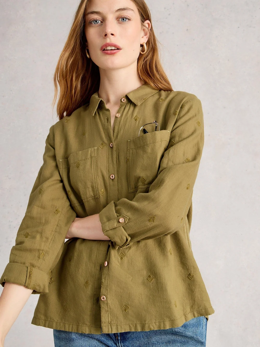 Bluse Sophie aus Bio-Baumwolle - Khaki Grn - 42 Bild 1