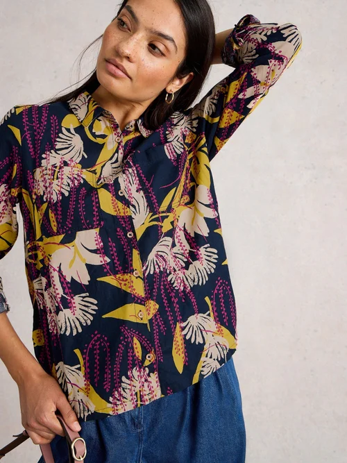 Bluse Sophie aus Bio-Baumwolle - Navy Pr - 50 Bild 3