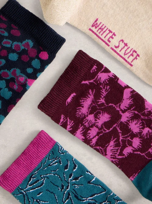 4er-Pack Socken mit floralem Muster - Purple Mlt - 39-41 Bild 3