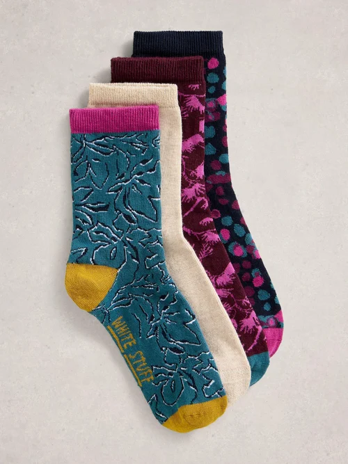 4er-Pack Socken mit floralem Muster - Purple Mlt - 39-41 Bild 2