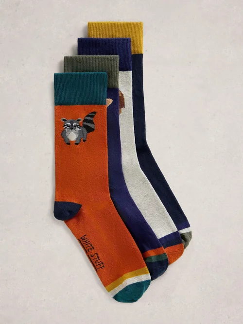 4er-Pack Socken mit Waldmotiv - Navy Multi - 44-46 Bild 2