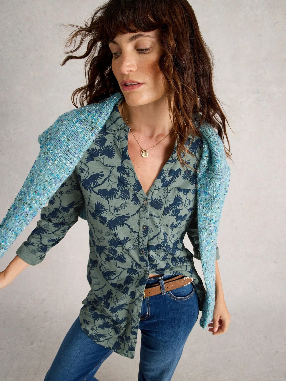 Langgeschnittene Bluse Annie - Green Mlt - 52/R Bild 1