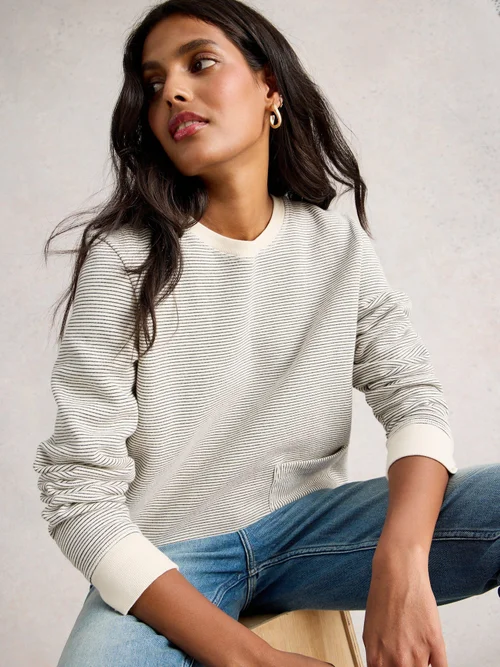 Gestreiftes Sweatshirt - White Mlt - 52 Bild 3