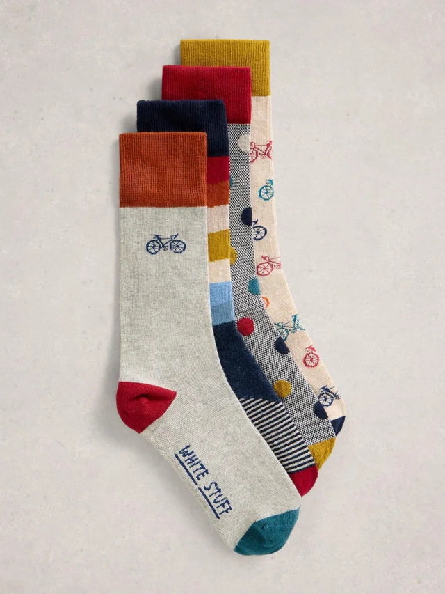 4er-Pack Socken mit Fahrradmotiv
