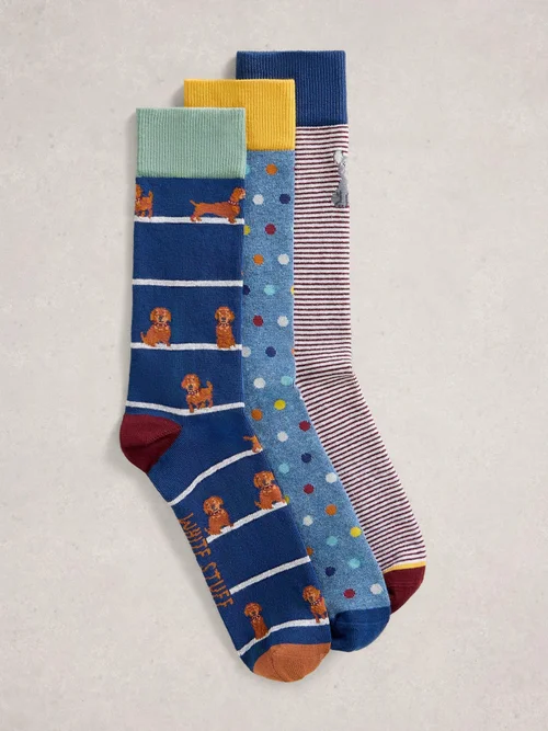 3er-Pack Socken mit Hundemotiv - Navy Multi - 44-46 Bild 1