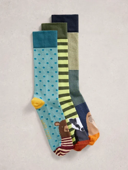 3er-Pack Socken mit Waldtieren - Green Mlt - 44-46 Bild 1