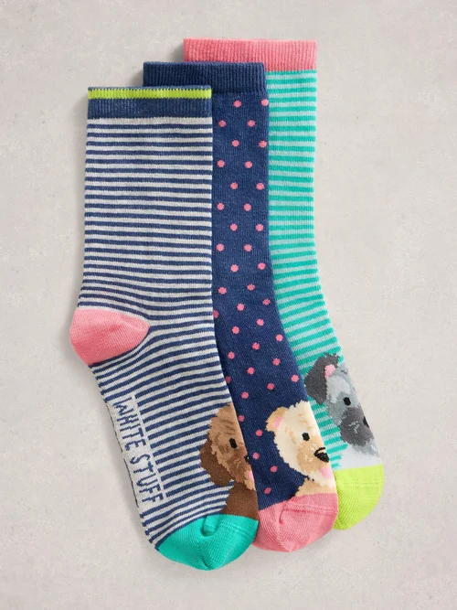 3er-Pack Socken mit Hundemotiv - Blue Mlt - 39-41 Bild 1