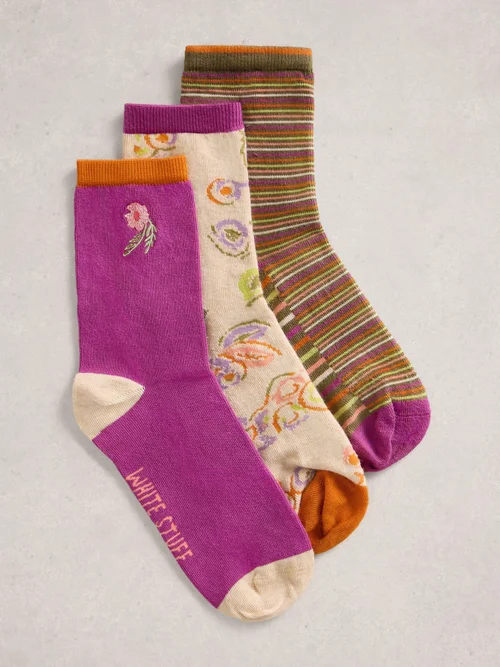 4er-Pack Socken mit floralem Muster - Purple Mlt - 39-41 Bild 1