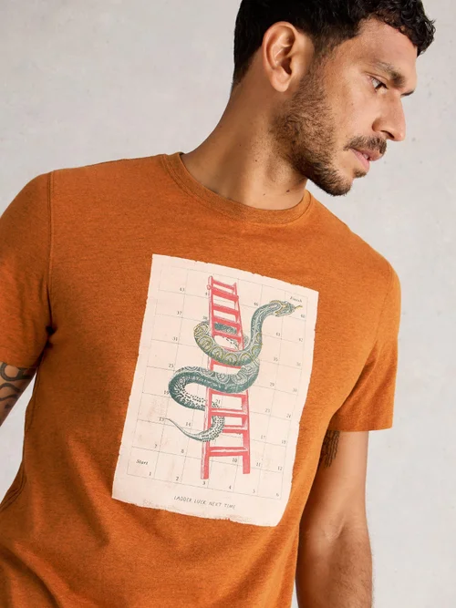 T-Shirt Abersoch mit Leiterspielmotiv - Orange Pr - XXL Bild 3