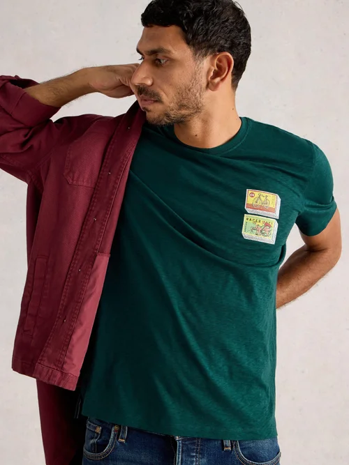 T-Shirt Abersoch mit Grafik - Dk Green - S Bild 1