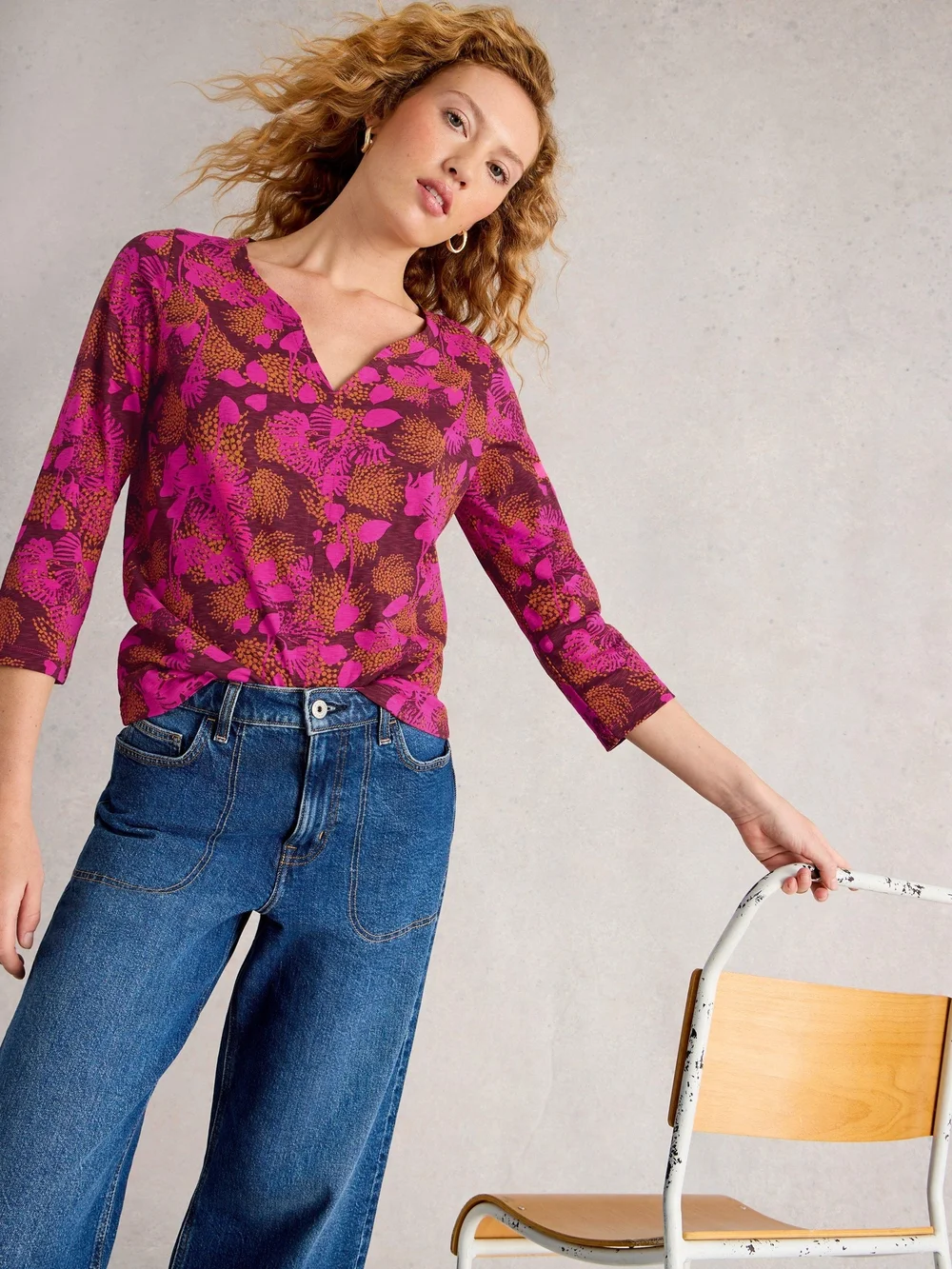 Top Nelly mit 3/4-Ärmeln - Pink Pr - 52 Bild 1