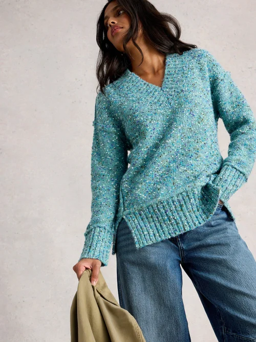 Pullover Tilly mit V-Ausschnitt - Mid Blue - 46 Bild 3