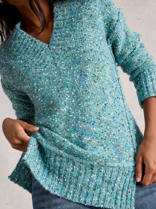 Pullover Tilly mit V-Ausschnitt - Mid Blue - 52 Bild 1