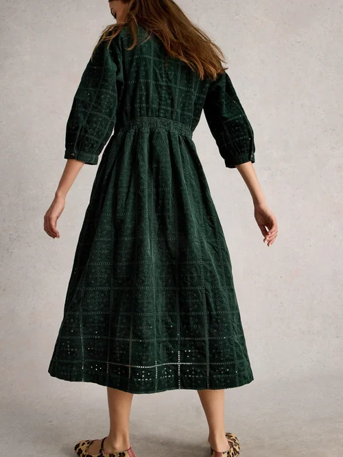 Besticktes Kordkleid Lucy - Dk Green - 34/R Bild 4