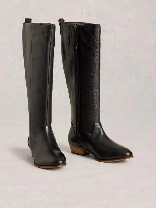 Knielange Lederstiefel Willow - Pure Blk - 40 Bild 2