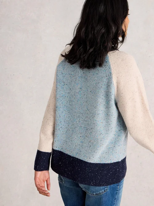 Noppenpullover mit Colour-Block-Design - Blue Mlt - 50 Bild 4